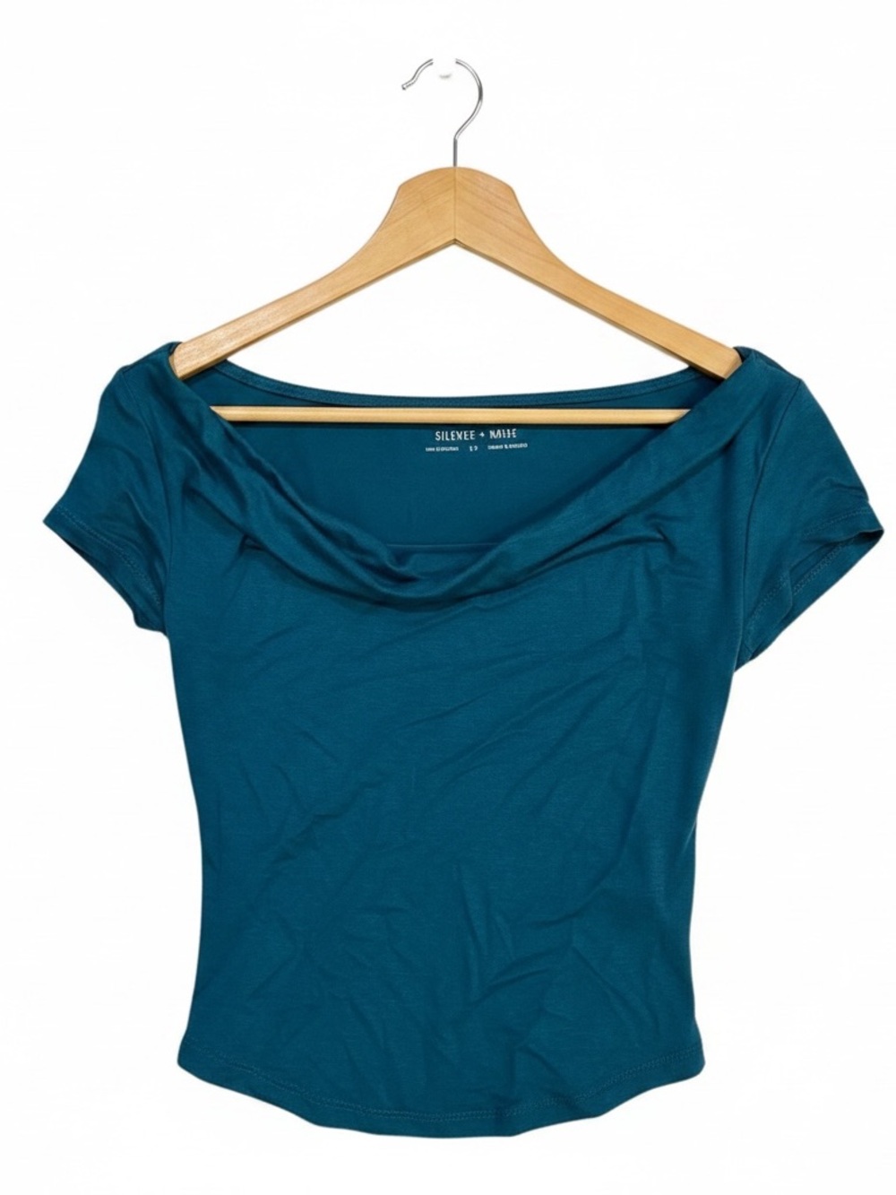silence & noise blue Lara cowl neck top